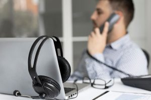 Man answering service phone call